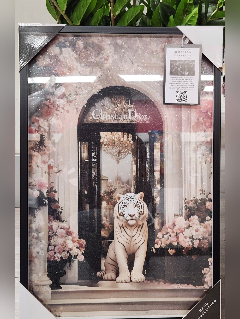🔥Rare Lux Designer Tiger CD Storefront Canvas Art Print Floral Acrylic Glass
